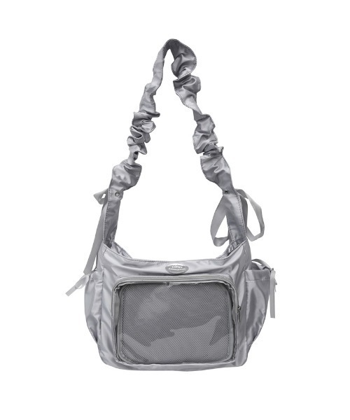 SHEPP（シープ）の「ギャザー ショルダー 痛バッグ クリア リボン（ショルダーバッグ・レディース・ホワイト/ブラック/ピンク/シルバー/ブルー・F）」の20枚目の写真