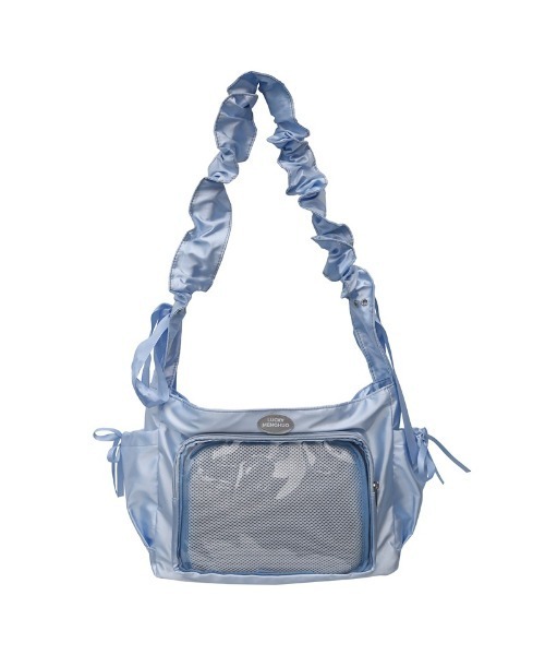 SHEPP（シープ）の「ギャザー ショルダー 痛バッグ クリア リボン（ショルダーバッグ・レディース・ホワイト/ブラック/ピンク/シルバー/ブルー・F）」の19枚目の写真