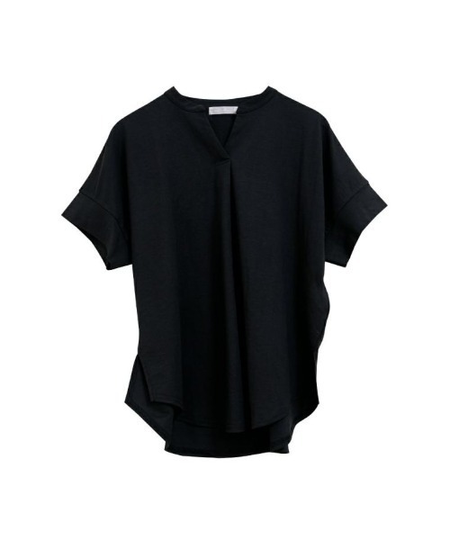 aquagarage(アクアガレージ)の「接触冷感キーネックカットソー(Tシャツ/カットソー・レディース・ブラック/オフホワイト/ダークグレー・M/L)」の15枚目の写真