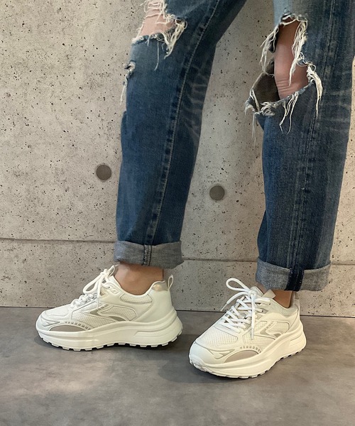 本革/軽量/240g/厚底/3.5cm/カップインソール】厚底スニーカー ALL