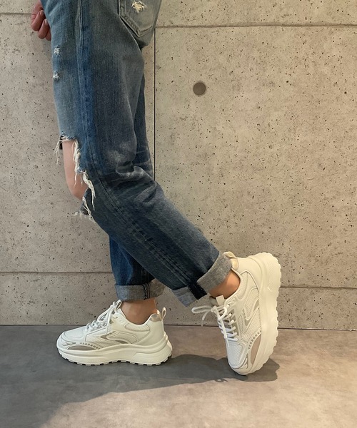 本革/軽量/240g/厚底/3.5cm/カップインソール】厚底スニーカー ALL