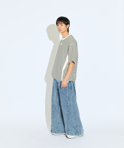 Lui's（ルイス）の「【Neucon/ニューコン】刺繡ロゴボーダーBIGTシャツ（Tシャツ/カットソー・メンズ・ブラック/ホワイト・FREE）」の8枚目の写真