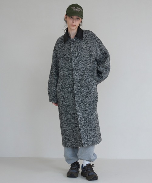 セール】TWEED LONG COAT/ツイードロングコート（ステンカラーコート