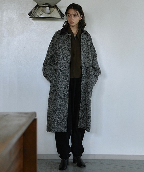 セール】TWEED LONG COAT/ツイードロングコート（ステンカラーコート