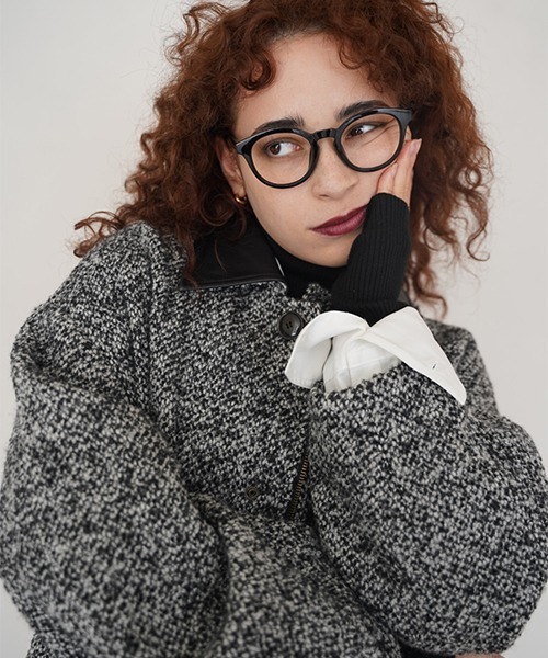 CREDONA（クレドナ）の「TWEED LONG COAT/ツイードロングコート（ステンカラーコート・レディース・ブラック・1/0）」の11枚目の写真