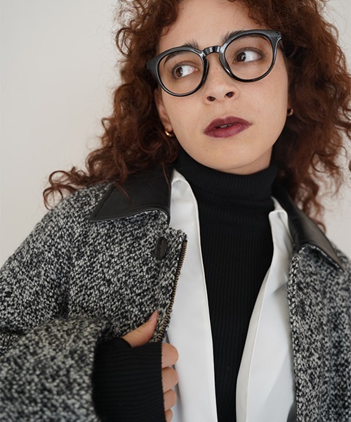 CREDONA（クレドナ）の「TWEED LONG COAT/ツイードロングコート（ステンカラーコート・レディース・ブラック・1/0）」の12枚目の写真