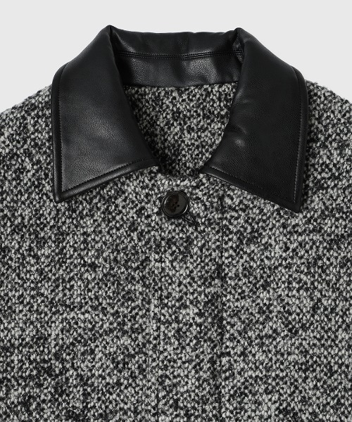 CREDONA（クレドナ）の「TWEED LONG COAT/ツイードロングコート（ステンカラーコート・レディース・ブラック・1/0）」の16枚目の写真