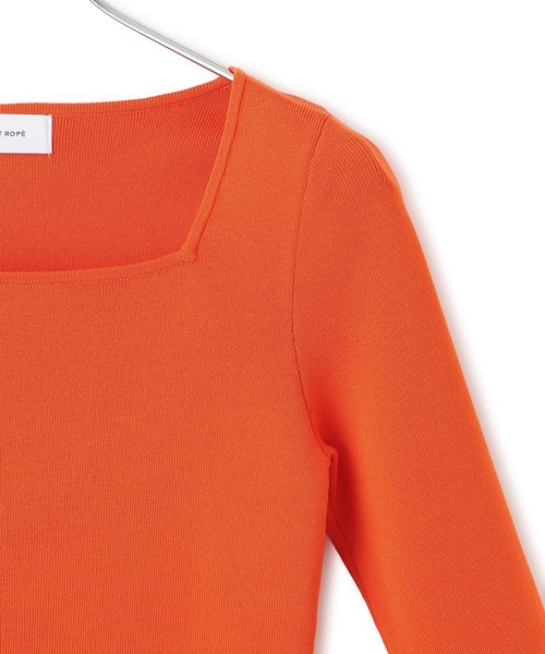 セール】【サステナブル】フルニードルスクエアネックニットプル