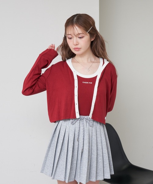 RAY CASSIN（レイカズン）の「ロゴタンクセットカーディガン（カーディガン/ボレロ・レディース・レッド系その他2/ホワイト系その他2/グレー系その他2/ネイビー・FREE）」の4枚目の写真