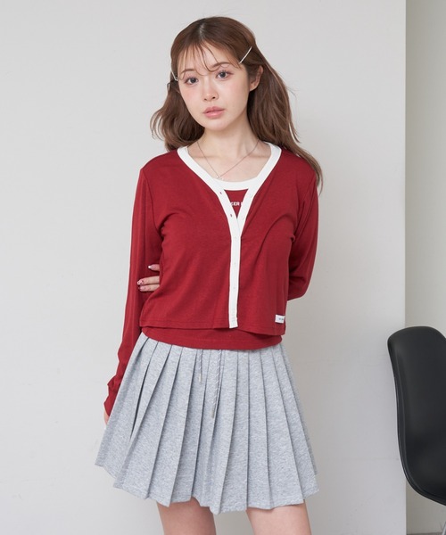 RAY CASSIN（レイカズン）の「ロゴタンクセットカーディガン（カーディガン/ボレロ・レディース・レッド系その他2/ホワイト系その他2/グレー系その他2/ネイビー・FREE）」の22枚目の写真