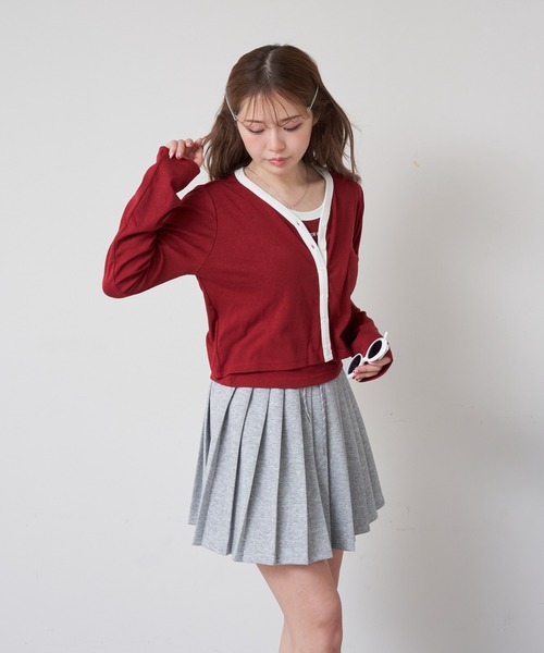 RAY CASSIN（レイカズン）の「ロゴタンクセットカーディガン（カーディガン/ボレロ・レディース・レッド系その他2/ホワイト系その他2/グレー系その他2/ネイビー・FREE）」の21枚目の写真