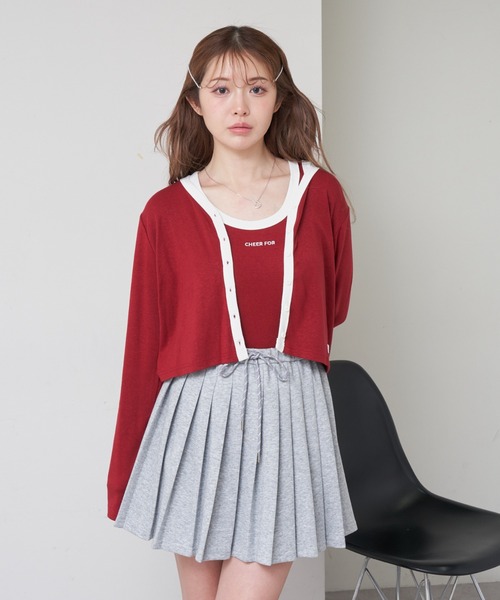 RAY CASSIN（レイカズン）の「ロゴタンクセットカーディガン（カーディガン/ボレロ・レディース・レッド系その他2/ホワイト系その他2/グレー系その他2/ネイビー・FREE）」の13枚目の写真