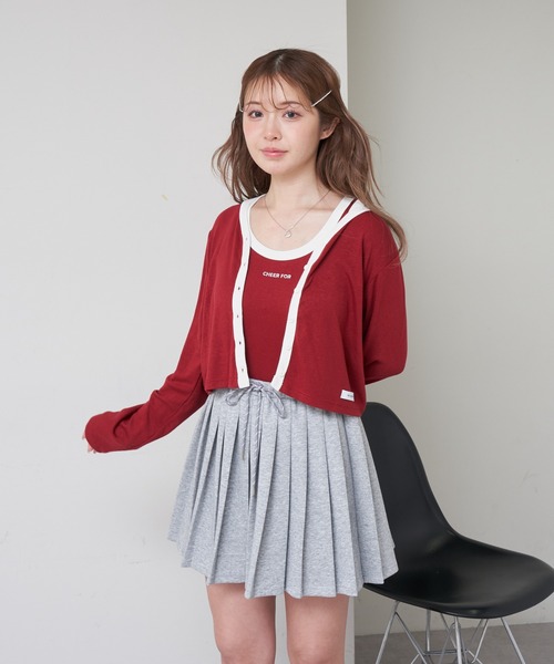 RAY CASSIN（レイカズン）の「ロゴタンクセットカーディガン（カーディガン/ボレロ・レディース・レッド系その他2/ホワイト系その他2/グレー系その他2/ネイビー・FREE）」の14枚目の写真