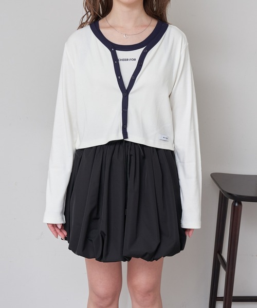 RAY CASSIN（レイカズン）の「ロゴタンクセットカーディガン（カーディガン/ボレロ・レディース・レッド系その他2/ホワイト系その他2/グレー系その他2/ネイビー・FREE）」の15枚目の写真