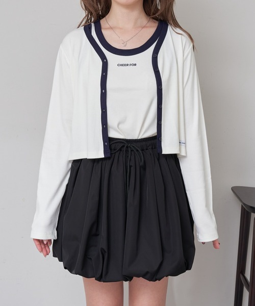 RAY CASSIN（レイカズン）の「ロゴタンクセットカーディガン（カーディガン/ボレロ・レディース・レッド系その他2/ホワイト系その他2/グレー系その他2/ネイビー・FREE）」の8枚目の写真