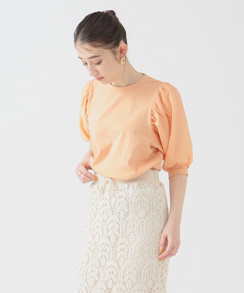 B:MING by BEAMS（ビーミングバイビームス）の「布帛切り替え ボリューム スリーブ プルオーバー（Tシャツ/カットソー・レディース・グレイッシュブルー/オフホワイト/ピンク系その他/ブラック・ONE SIZE）」の14枚目の写真