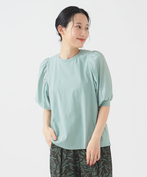 B:MING by BEAMS（ビーミングバイビームス）の「布帛切り替え ボリューム スリーブ プルオーバー（Tシャツ/カットソー・レディース・グレイッシュブルー/オフホワイト/ピンク系その他/ブラック・ONE SIZE）」の3枚目の写真