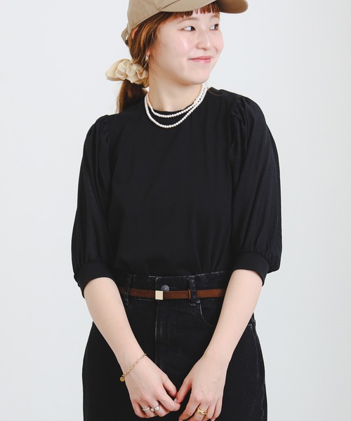 B:MING by BEAMS（ビーミングバイビームス）の「布帛切り替え ボリューム スリーブ プルオーバー（Tシャツ/カットソー・レディース・グレイッシュブルー/オフホワイト/ピンク系その他/ブラック・ONE SIZE）」の10枚目の写真