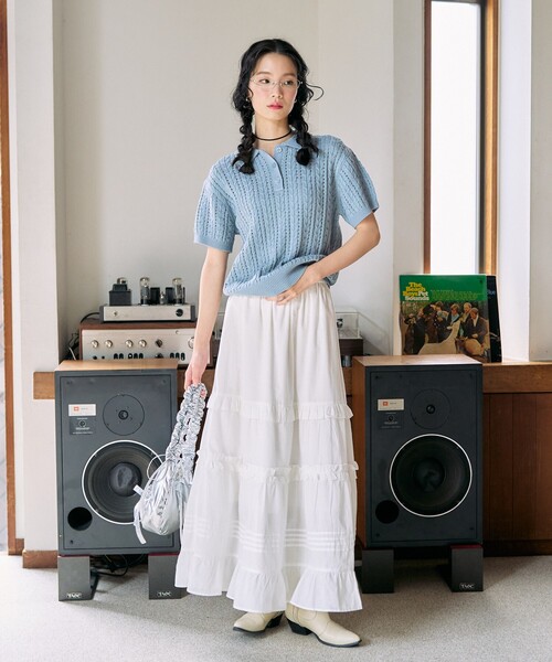 FREAK'S STORE（フリークスストア）の「限定展開　インド フリル タック切り替え スカート（スカート・レディース・オフホワイト/ブラック/ネイビー・SMALL/MEDIUM）」の9枚目の写真