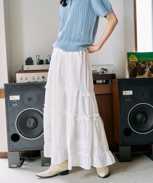FREAK'S STORE（フリークスストア）の「限定展開　インド フリル タック切り替え スカート（スカート・レディース・オフホワイト/ブラック/ネイビー・SMALL/MEDIUM）」の14枚目の写真