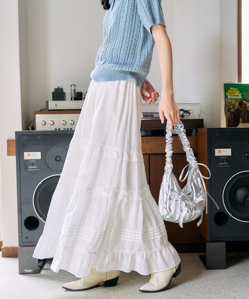 FREAK'S STORE（フリークスストア）の「限定展開　インド フリル タック切り替え スカート（スカート・レディース・オフホワイト/ブラック/ネイビー・SMALL/MEDIUM）」の15枚目の写真