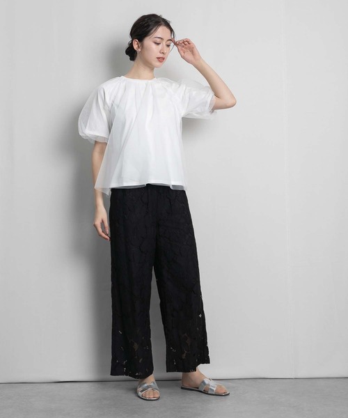RAW FUDGE(ローファッジ)の「レースワイドストレートパンツ(その他パンツ・レディース・オフホワイト/ブラック・M)」の11枚目の写真