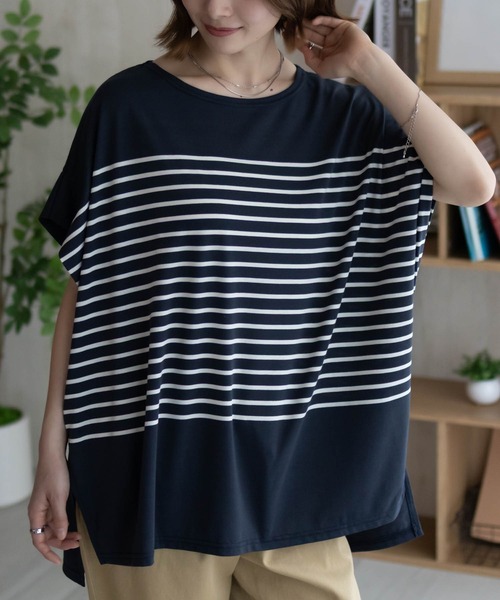 Howdy Marie(ハウディ―マリー)の「Howdy Marie ボーダーフレンチTシャツ(Tシャツ/カットソー・レディース・チャコールグレー/ネイビー・M/L)」の12枚目の写真