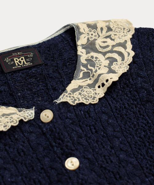 RRL(ダブル アール エル)の「ケーブルニット ポインテール カーディガン(カーディガン/ボレロ・レディース・ネイビー系1・2/1/3/4/5)」の5枚目の写真