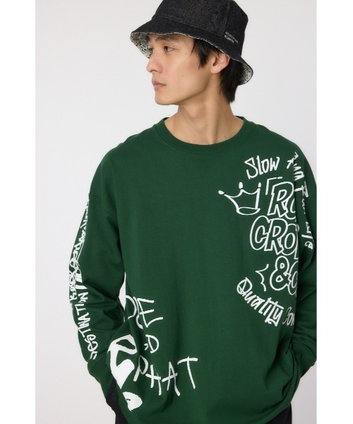 RODEO CROWNS WIDE BOWL(ロデオクラウンズワイドボウル)の「ランダムスケッチロングスリーブTシャツ(Tシャツ/カットソー・メンズ・ブラック/ホワイト/グリーン・MEDIUM/LARGE)」の3枚目の写真