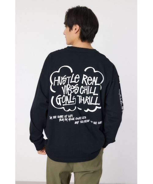 RODEO CROWNS WIDE BOWL(ロデオクラウンズワイドボウル)の「ランダムスケッチロングスリーブTシャツ(Tシャツ/カットソー・メンズ・ブラック/ホワイト/グリーン・MEDIUM/LARGE)」の6枚目の写真