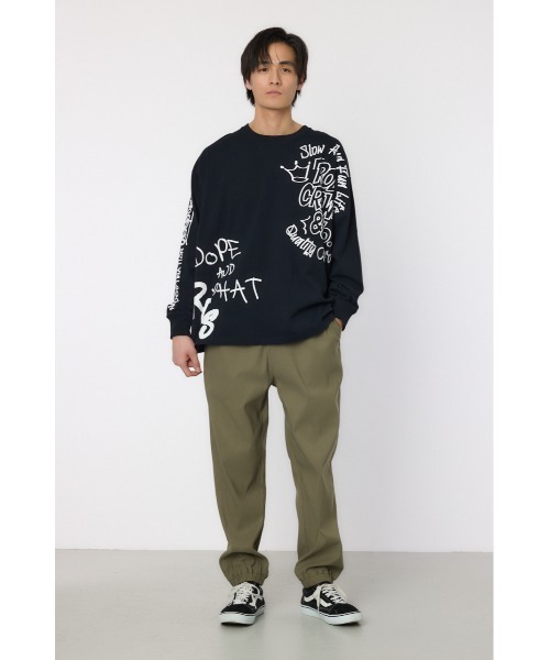 RODEO CROWNS WIDE BOWL(ロデオクラウンズワイドボウル)の「ランダムスケッチロングスリーブTシャツ(Tシャツ/カットソー・メンズ・ブラック/ホワイト/グリーン・MEDIUM/LARGE)」の7枚目の写真