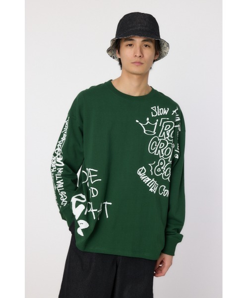 RODEO CROWNS WIDE BOWL(ロデオクラウンズワイドボウル)の「ランダムスケッチロングスリーブTシャツ(Tシャツ/カットソー・メンズ・ブラック/ホワイト/グリーン・MEDIUM/LARGE)」の10枚目の写真