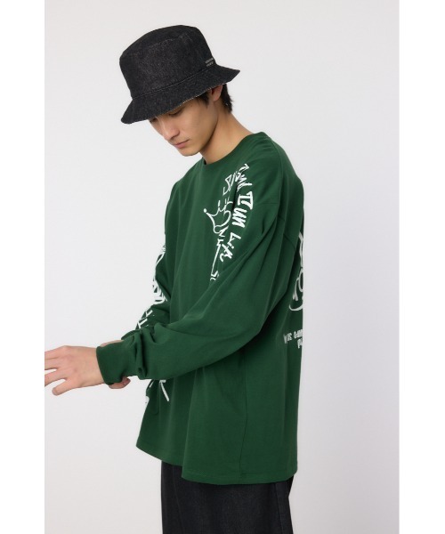 RODEO CROWNS WIDE BOWL(ロデオクラウンズワイドボウル)の「ランダムスケッチロングスリーブTシャツ(Tシャツ/カットソー・メンズ・ブラック/ホワイト/グリーン・MEDIUM/LARGE)」の11枚目の写真