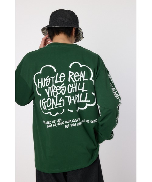 RODEO CROWNS WIDE BOWL(ロデオクラウンズワイドボウル)の「ランダムスケッチロングスリーブTシャツ(Tシャツ/カットソー・メンズ・ブラック/ホワイト/グリーン・MEDIUM/LARGE)」の12枚目の写真