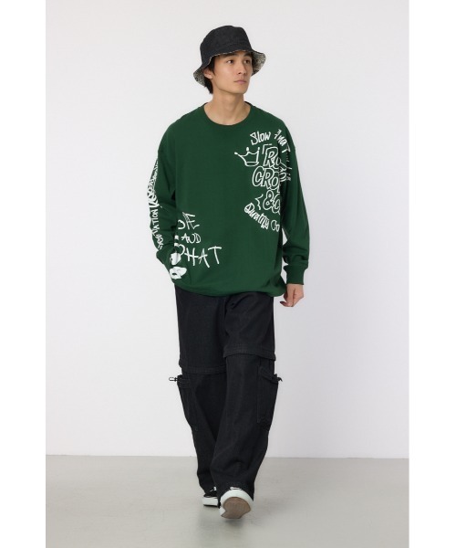 RODEO CROWNS WIDE BOWL(ロデオクラウンズワイドボウル)の「ランダムスケッチロングスリーブTシャツ(Tシャツ/カットソー・メンズ・ブラック/ホワイト/グリーン・MEDIUM/LARGE)」の13枚目の写真