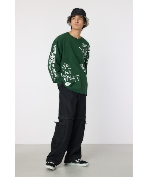 RODEO CROWNS WIDE BOWL(ロデオクラウンズワイドボウル)の「ランダムスケッチロングスリーブTシャツ(Tシャツ/カットソー・メンズ・ブラック/ホワイト/グリーン・MEDIUM/LARGE)」の14枚目の写真
