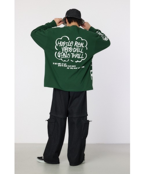 RODEO CROWNS WIDE BOWL(ロデオクラウンズワイドボウル)の「ランダムスケッチロングスリーブTシャツ(Tシャツ/カットソー・メンズ・ブラック/ホワイト/グリーン・MEDIUM/LARGE)」の15枚目の写真