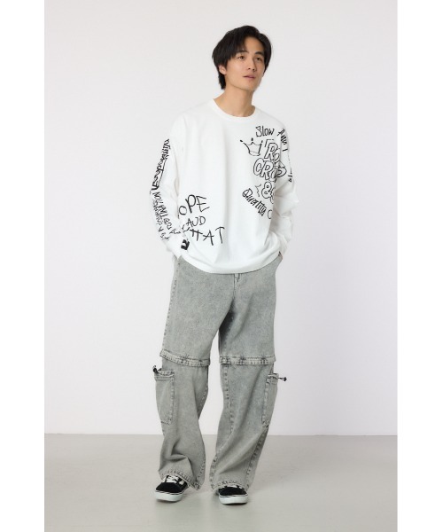 RODEO CROWNS WIDE BOWL(ロデオクラウンズワイドボウル)の「ランダムスケッチロングスリーブTシャツ(Tシャツ/カットソー・メンズ・ブラック/ホワイト/グリーン・MEDIUM/LARGE)」の19枚目の写真
