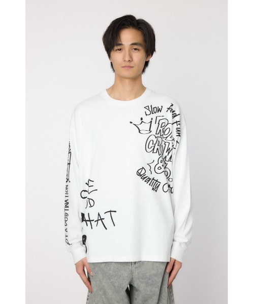 RODEO CROWNS WIDE BOWL(ロデオクラウンズワイドボウル)の「ランダムスケッチロングスリーブTシャツ(Tシャツ/カットソー・メンズ・ブラック/ホワイト/グリーン・MEDIUM/LARGE)」の21枚目の写真