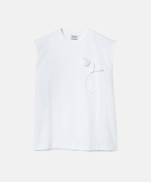 LE CIEL BLEU(ルシェルブルー)の「フラワーアップリケスリーブレスTシャツ / Flower Applique Sleveeless T-shirt(Tシャツ/カットソー・レディース・ブラック/ホワイト・FREE)」の15枚目の写真