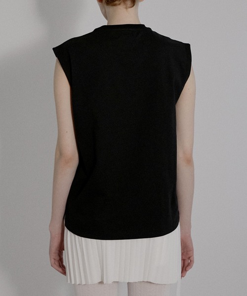 LE CIEL BLEU(ルシェルブルー)の「フラワーアップリケスリーブレスTシャツ / Flower Applique Sleveeless T-shirt(Tシャツ/カットソー・レディース・ブラック/ホワイト・FREE)」の8枚目の写真