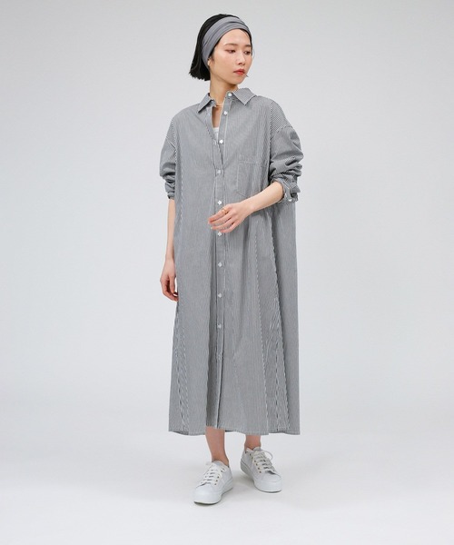 BABYLONE（バビロン）の「ストライプシャツワンピース（シャツワンピース・レディース・ブラック/ベージュ・FREE）」の9枚目の写真