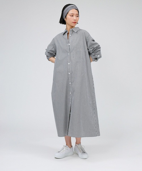 極美品☆バビロンBABYLONEコットンシャツウールワンピース☆ブラウン BABYLONE（バビロン）の「BABYLONE / リネン混シャツワンピース