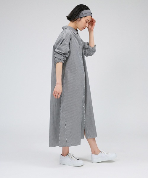 BABYLONE（バビロン）の「ストライプシャツワンピース（シャツワンピース・レディース・ブラック/ベージュ・FREE）」の3枚目の写真