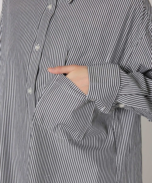 BABYLONE（バビロン）の「ストライプシャツワンピース（シャツワンピース・レディース・ブラック/ベージュ・FREE）」の13枚目の写真