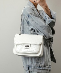 フェイクレザーチェーンショルダー2WAYバッグ