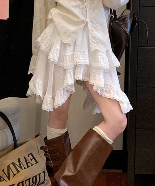 sevens（セブンズ）の「【sevens】SK　アシンメトリーレイヤードスカート（スカート・レディース・ホワイト・FREE）」の2枚目の写真