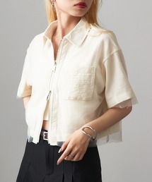 【MAGASIN DE MODE Onjna】オーバーレースジッパーシャツ trc