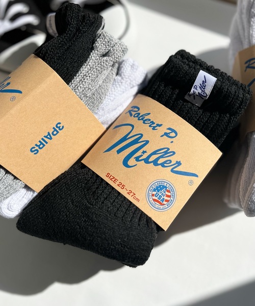 MILLER（ミラー）の「Robert P. Miller / 綿混ジャスト丈ソックス　3P / 312C（ソックス/靴下・メンズ・グレー/その他/ホワイト/ブラック・25-27CM）」の2枚目の写真