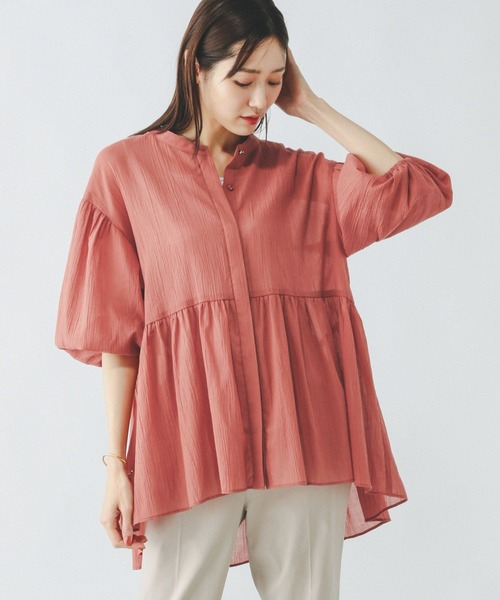 GLOBAL WORK（グローバルワーク）の「エアリーリラックスペプラム/287479（シャツ/ブラウス・レディース・ブルー/ピンク系その他6/ブラック/パープル系その他7/ホワイト・LARGE/MEDIUM）」の5枚目の写真